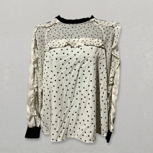 Eva Franco Tops - Eva Franco for Anthropologie Polka Dot Print Ruffle Details Sheer Blouse 4 NWT